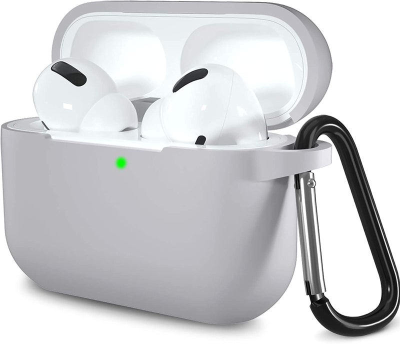 Lerobo Compatible with AirPods Pro 2 Case Cover,Full Protective Shockproof Silicone Protective Case for Airpods Pro Supports Wireless Charging with Carabiner Front LED Visible,Gray - Image 1